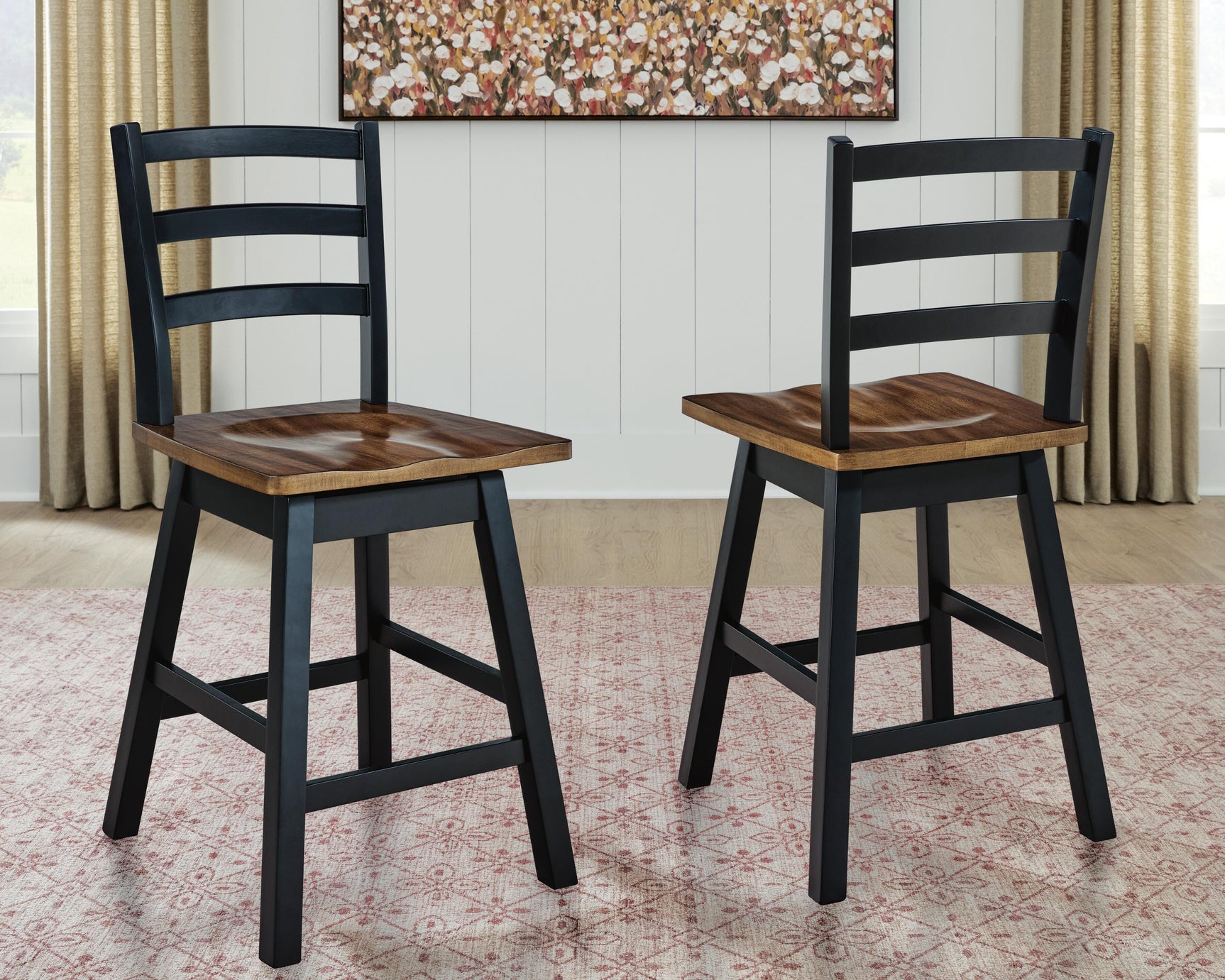 Wildenauer Brown/Black Counter Height Swivel Barstool (Set of 2) - Ornate Home