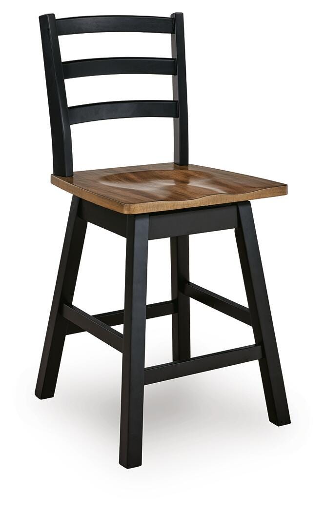 Wildenauer Brown/Black Counter Height Swivel Barstool (Set of 2) - Ornate Home