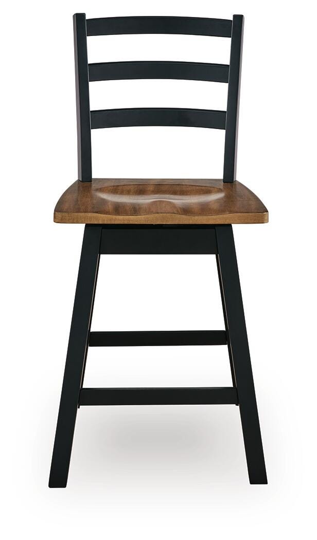 Wildenauer Brown/Black Counter Height Swivel Barstool (Set of 2) - Ornate Home