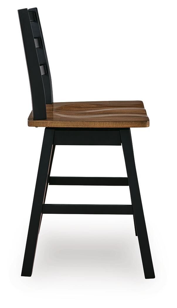Wildenauer Brown/Black Counter Height Swivel Barstool (Set of 2) - Ornate Home