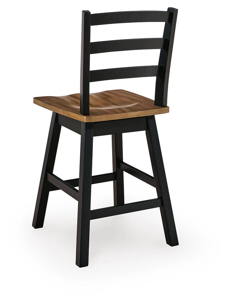 Wildenauer Brown/Black Counter Height Swivel Barstool (Set of 2) - Ornate Home