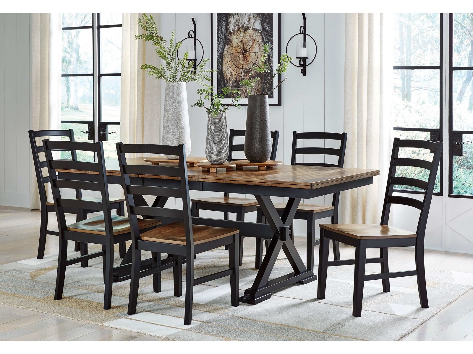 Wildenauer Brown & Black Dining Room Set / 7pc - Ornate Home