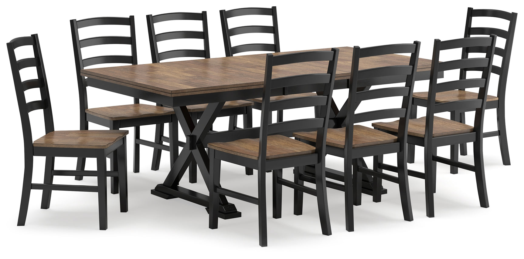 Wildenauer Brown/Black Dining Table and 8 Chairs - Ornate Home