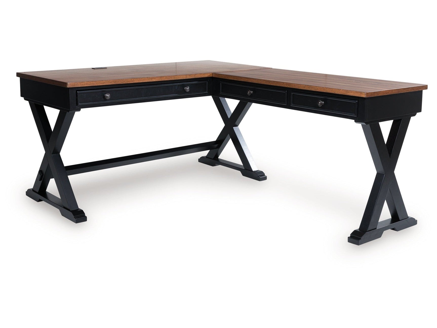 Wildenauer Brown/Black Home Office Desk (L shape) (Online Special Price) - Ornate Home