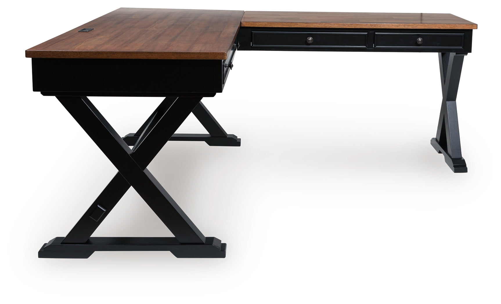 Wildenauer Brown/Black Home Office Desk (L shape) (Online Special Price) - Ornate Home