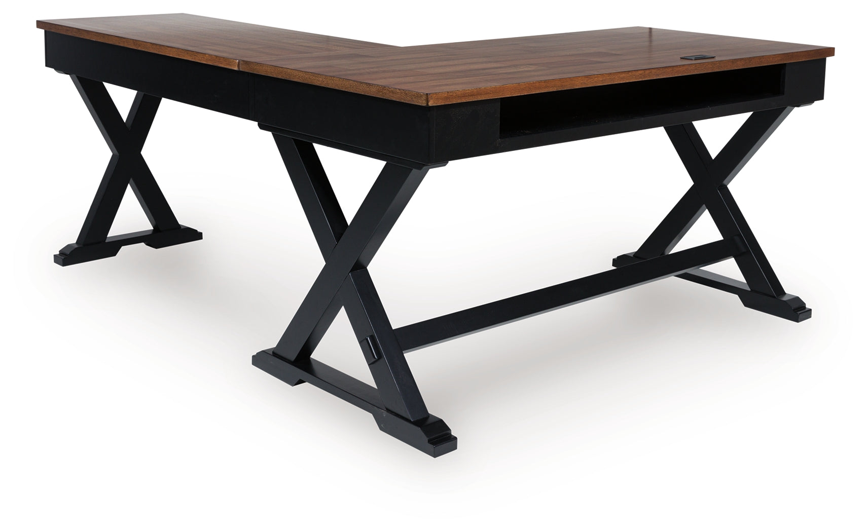 Wildenauer Brown/Black Home Office Desk (L shape) (Online Special Price) - Ornate Home