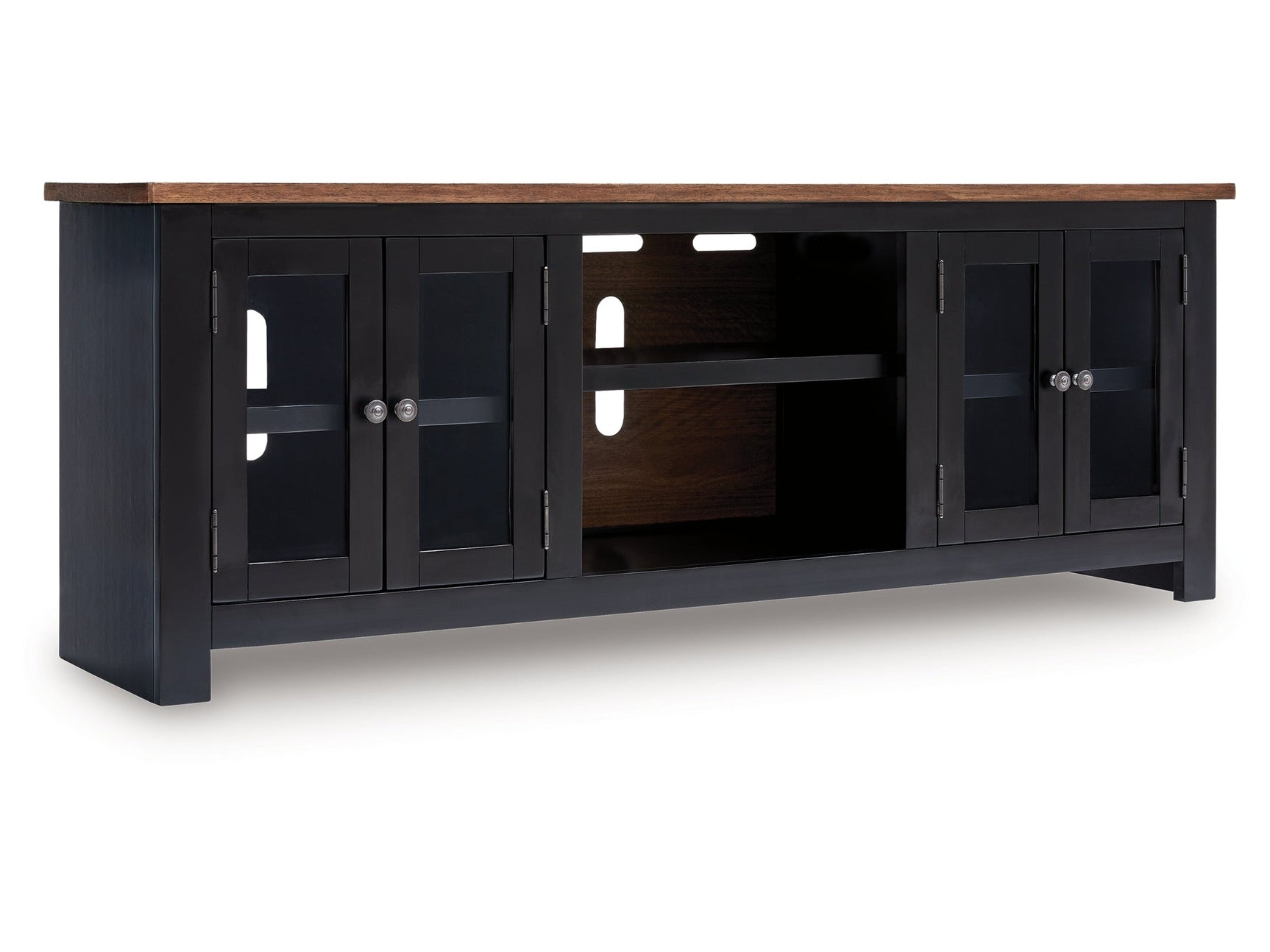 Wildenauer Brown/Black XL TV Stand w/Fireplace Option - Ornate Home