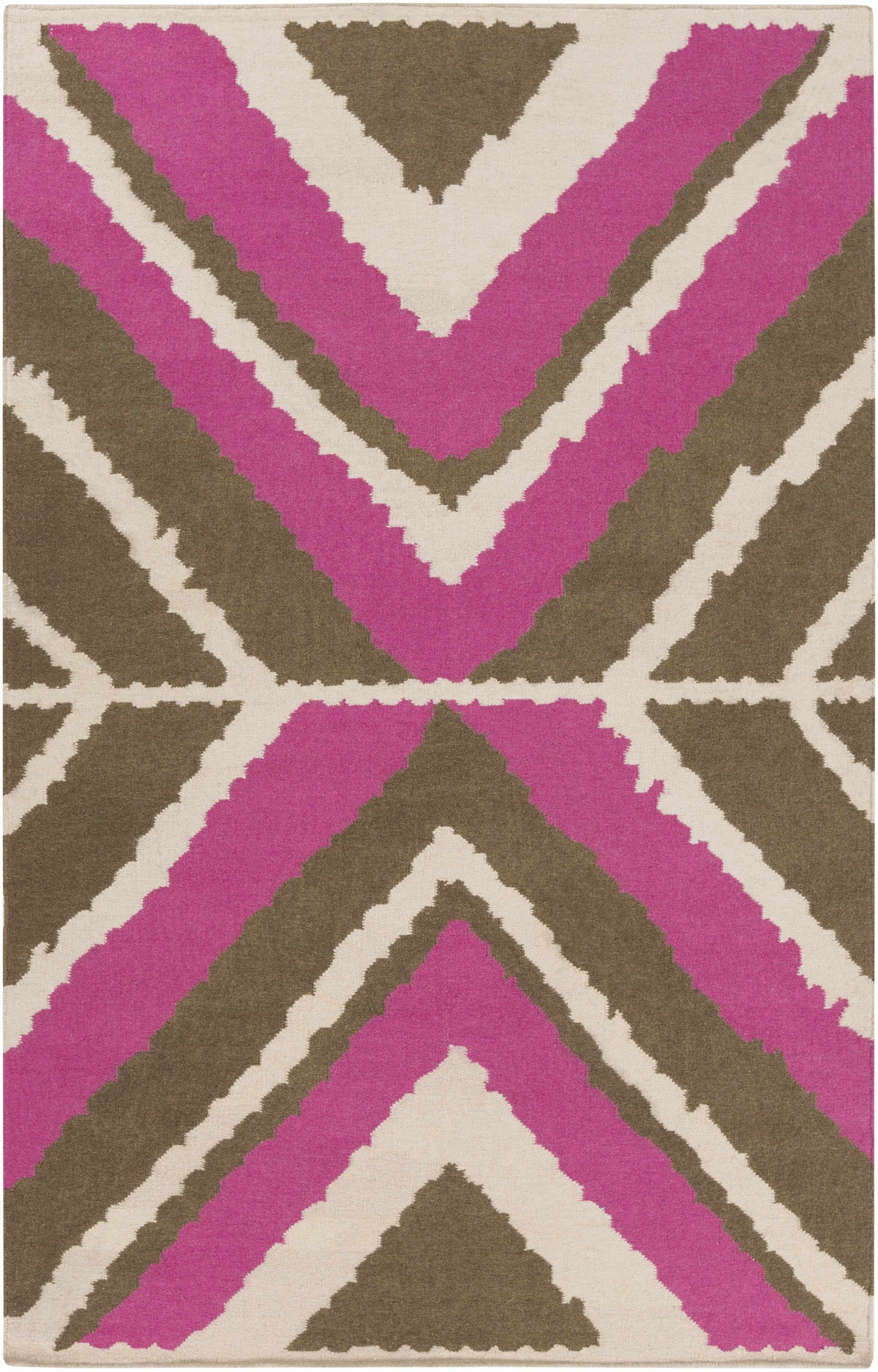 Wiley Magenta&Brown Wool Rug - Clearance - Ornate Home