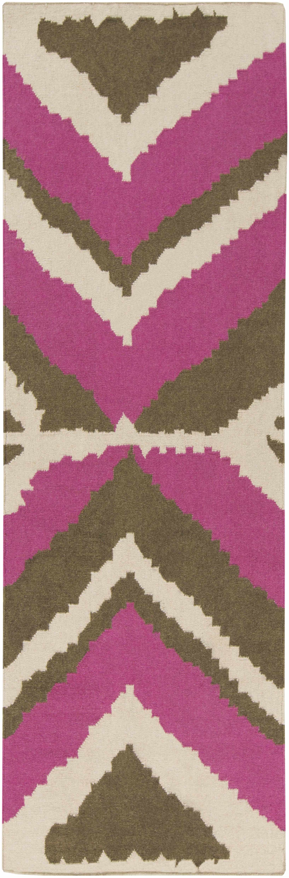Wiley Magenta&Brown Wool Rug - Clearance - Ornate Home