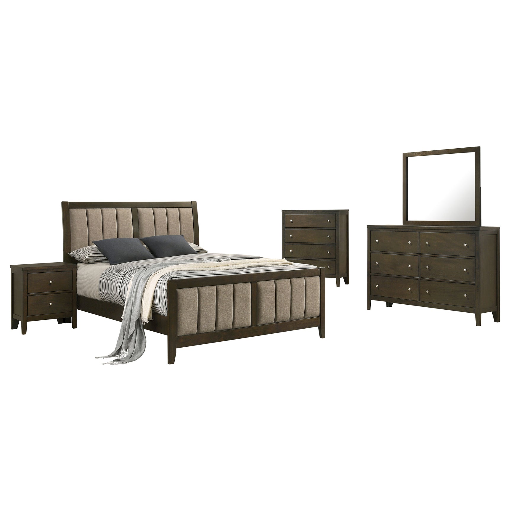 Wilkes Dark Cocoa 5-piece Eastern King Bedroom Set - Ornate Home