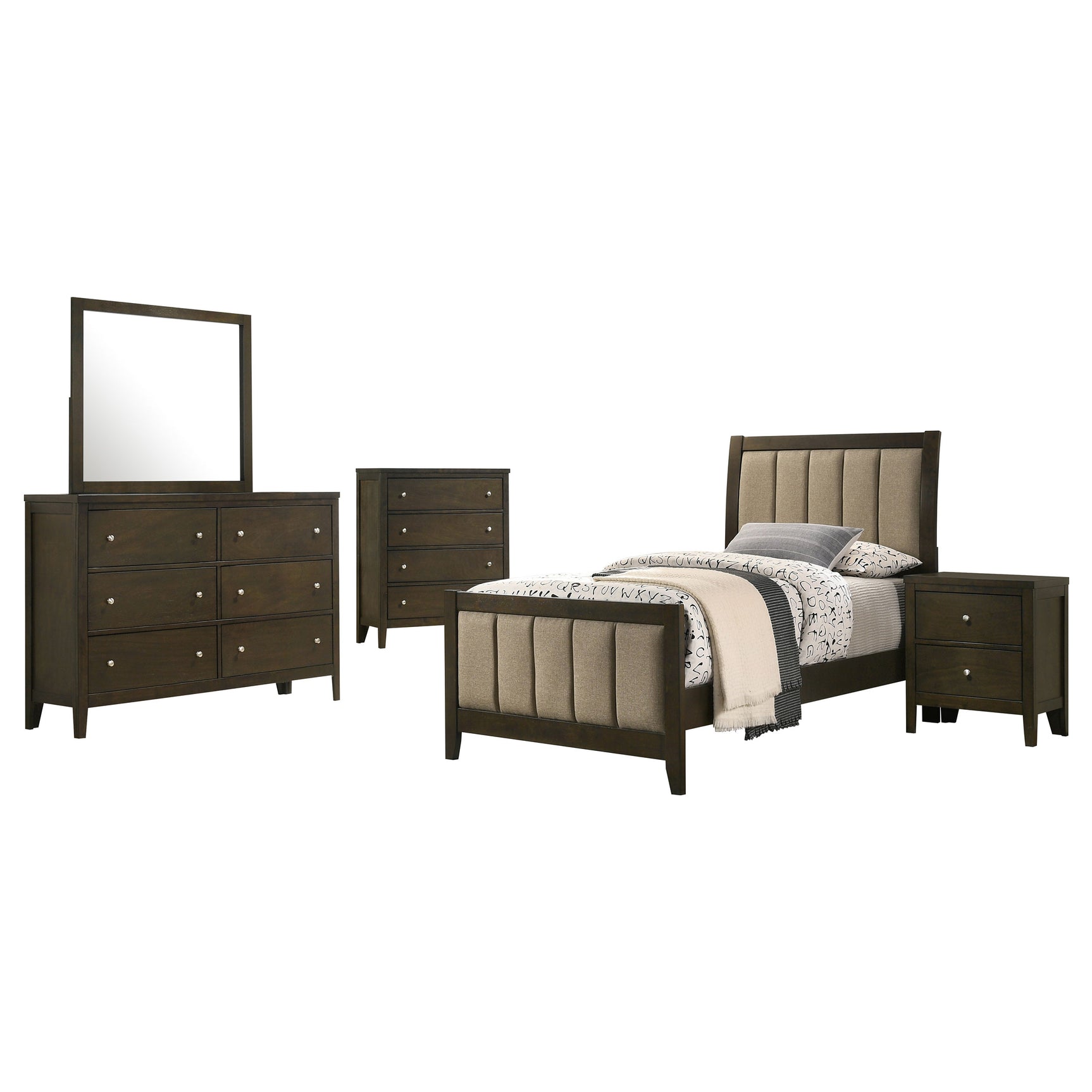 Wilkes Dark Cocoa 5-piece Twin Bedroom Set - Ornate Home