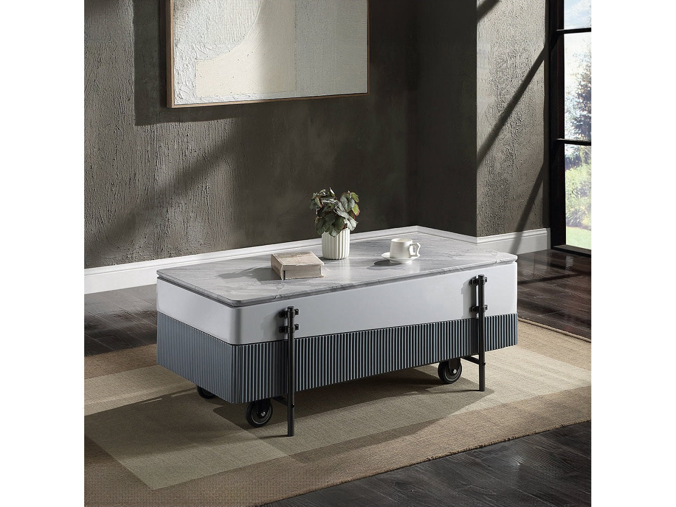 Wilkins Gray & White Coffee Table W/Lift Top - Ornate Home