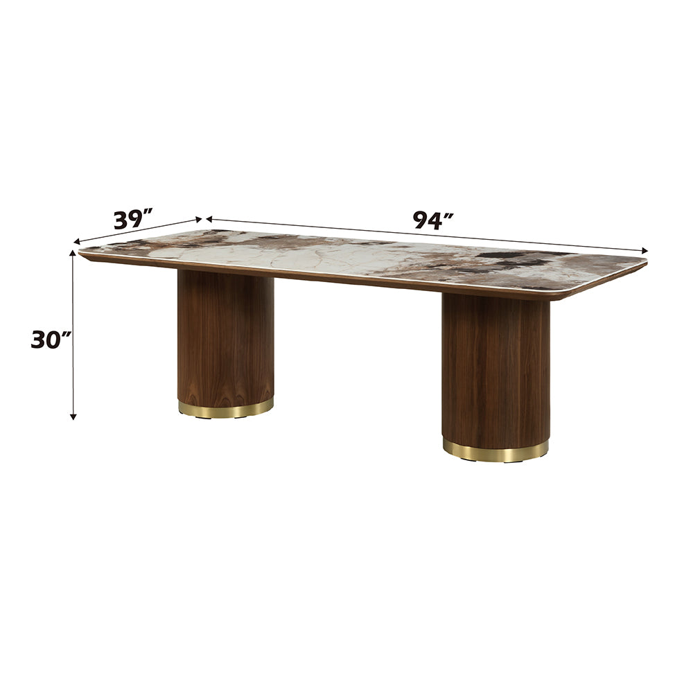 Willene Walnut Dining Table w/Ceramic Top - Ornate Home
