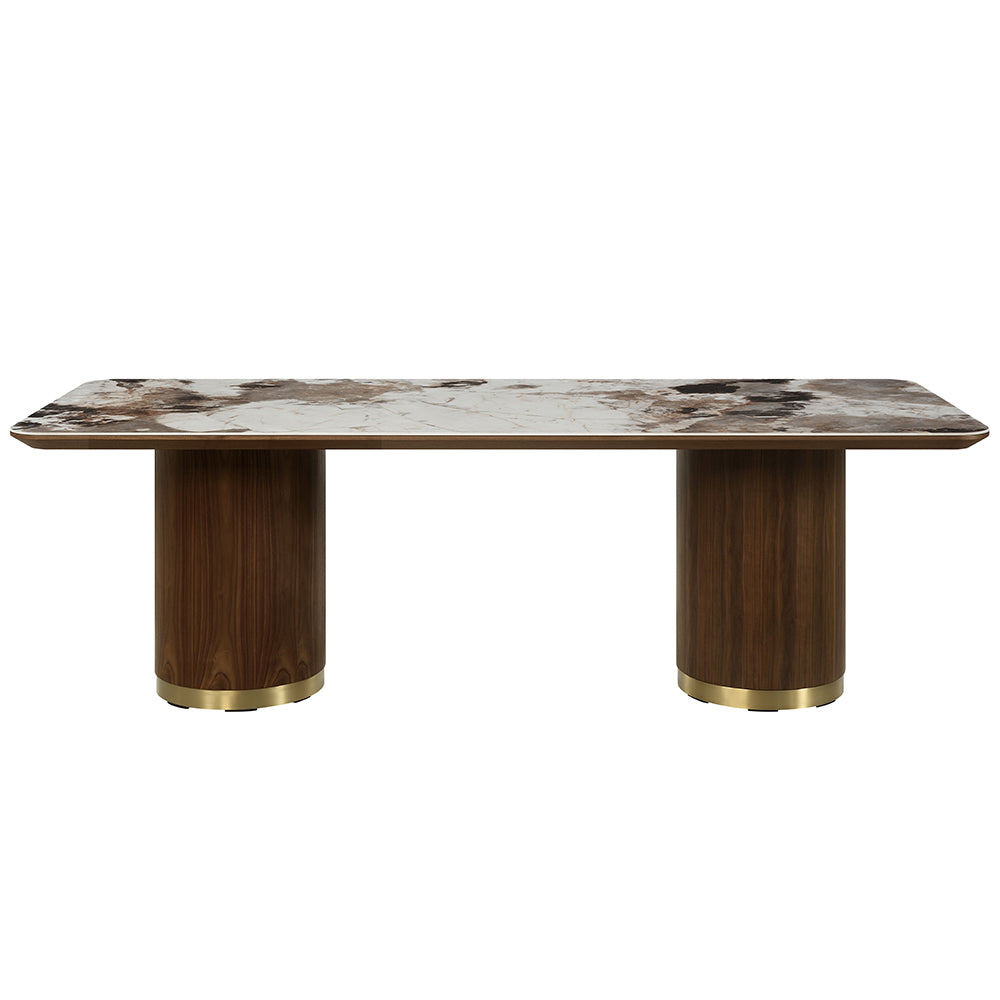 Willene Walnut Dining Table w/Ceramic Top - Ornate Home