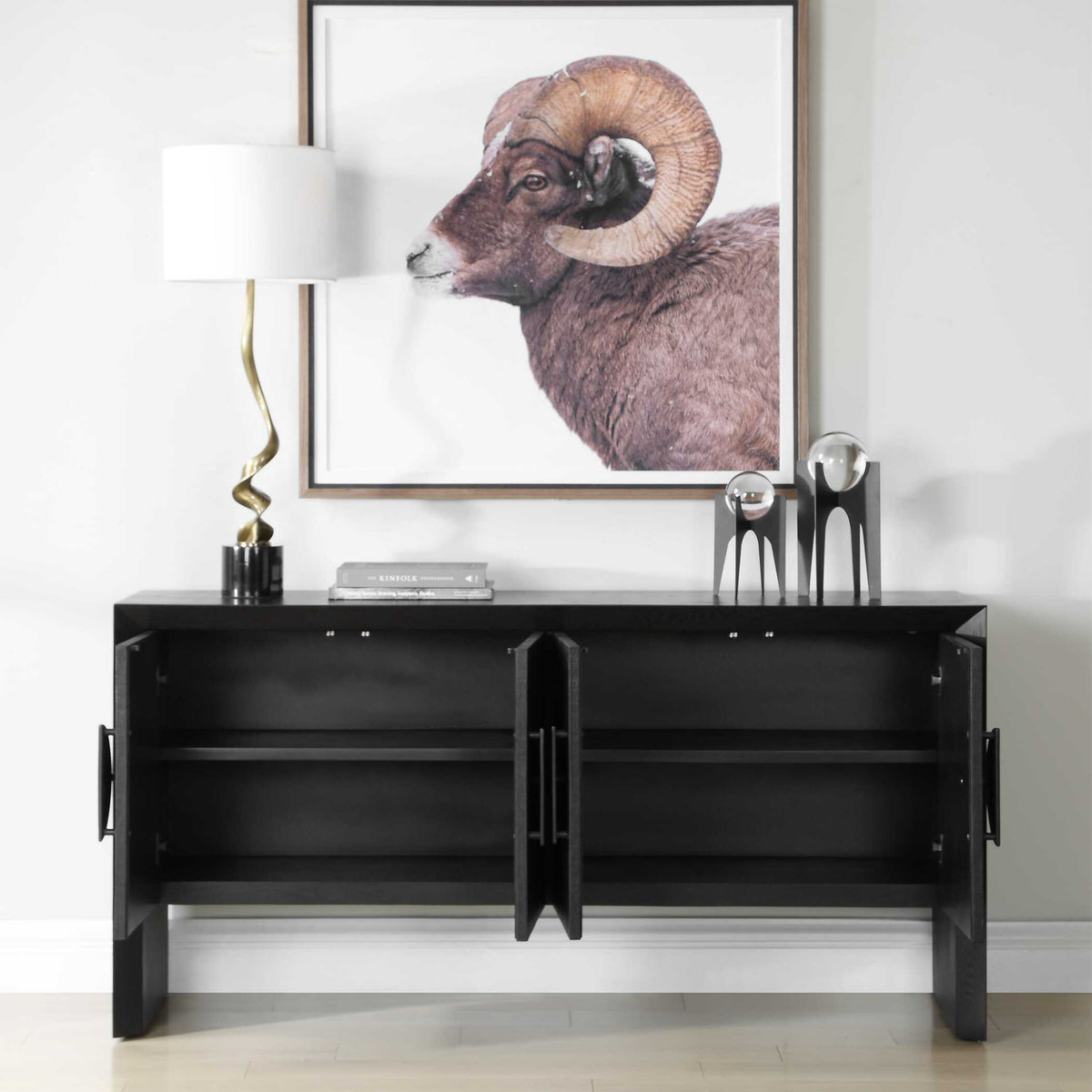 Williams Black 4 Door Cabinet - Ornate Home