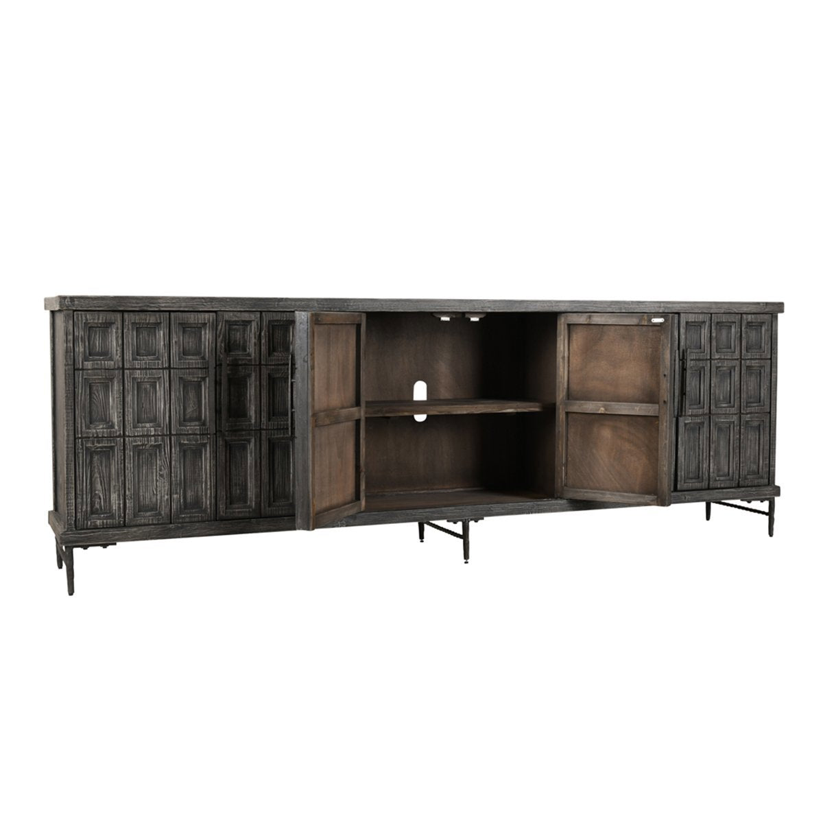 Willmark Timeworn Black 6 Door Cabinet - Ornate Home