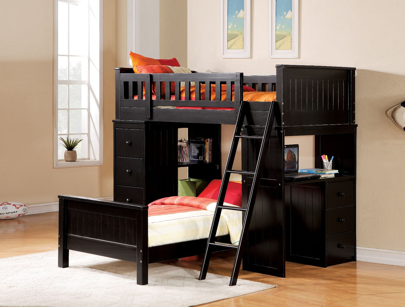 Willoughby Black Twin Loft Bed - Ornate Home