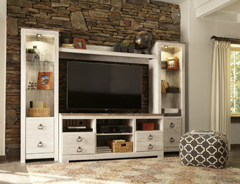 Willowton Whitewash 4-Piece Entertainment Center (Online Special Price) - Ornate Home