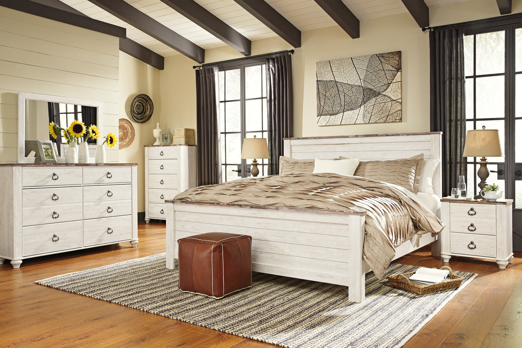 Willowton Whitewash California King Panel Bed (Online Special Price) - Ornate Home