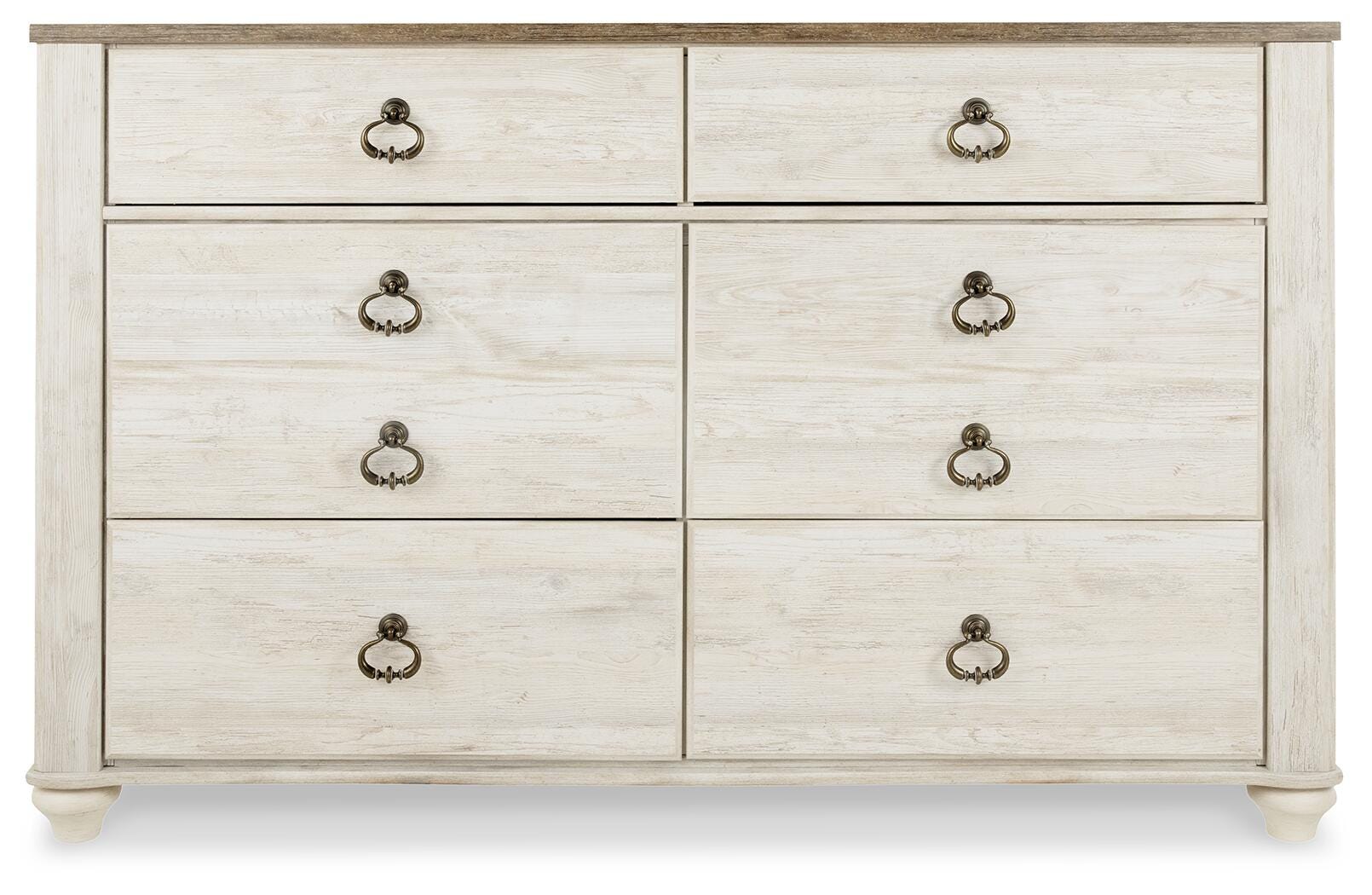 Willowton Whitewash Full Panel Bed, Dresser, Chest and Nightstand - Ornate Home