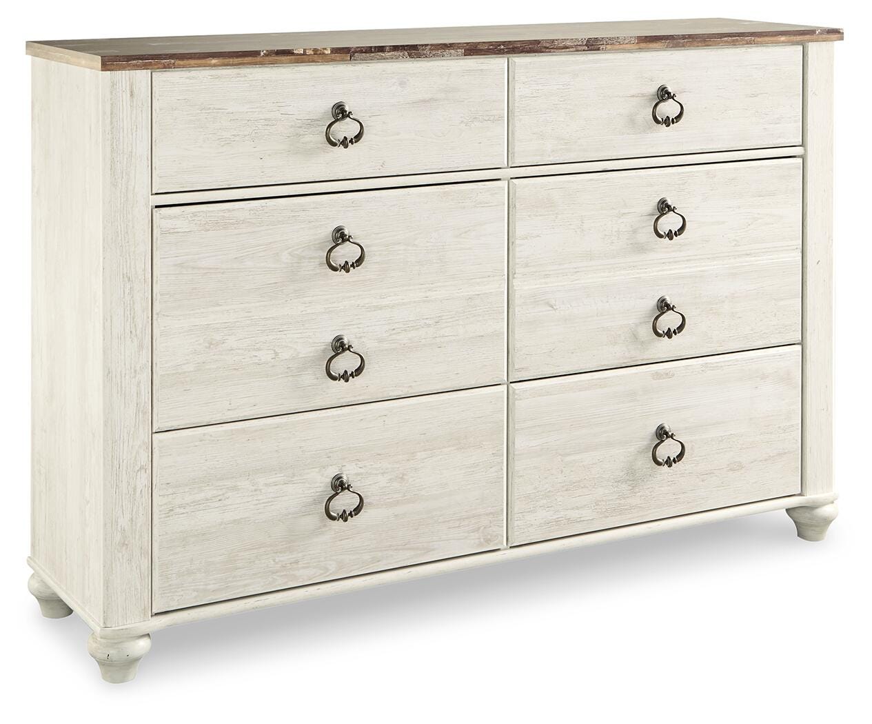 Willowton Whitewash Full Panel Bed, Dresser, Chest and Nightstand - Ornate Home