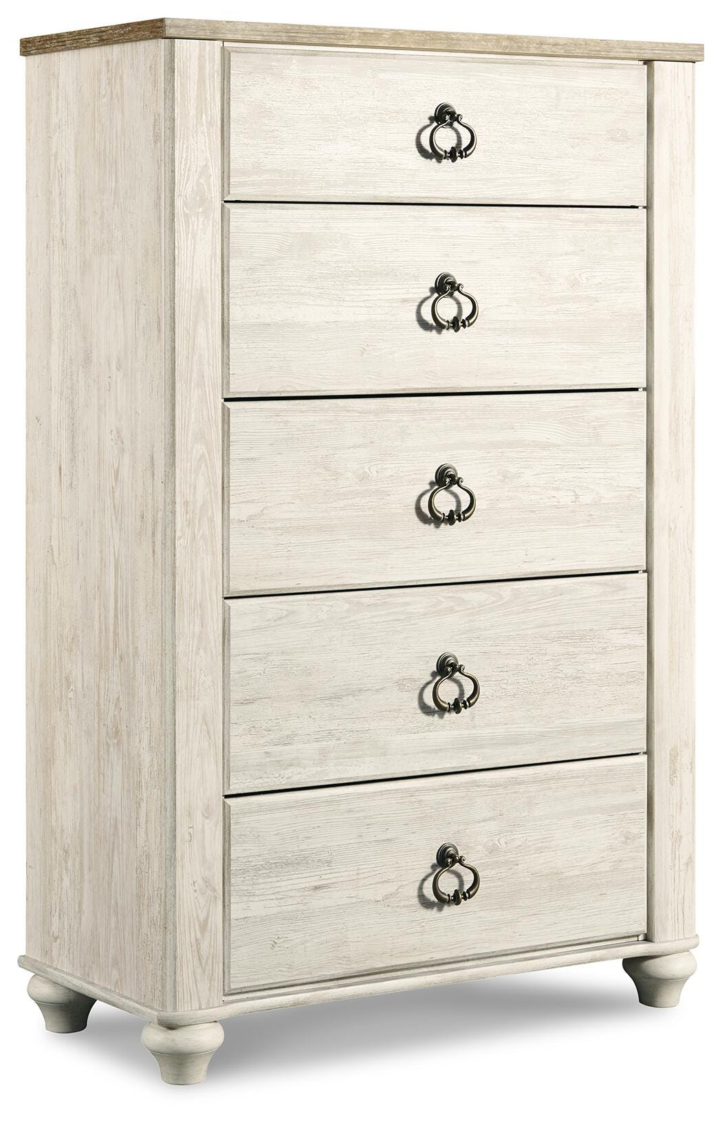 Willowton Whitewash Full Panel Bed, Dresser, Chest and Nightstand - Ornate Home