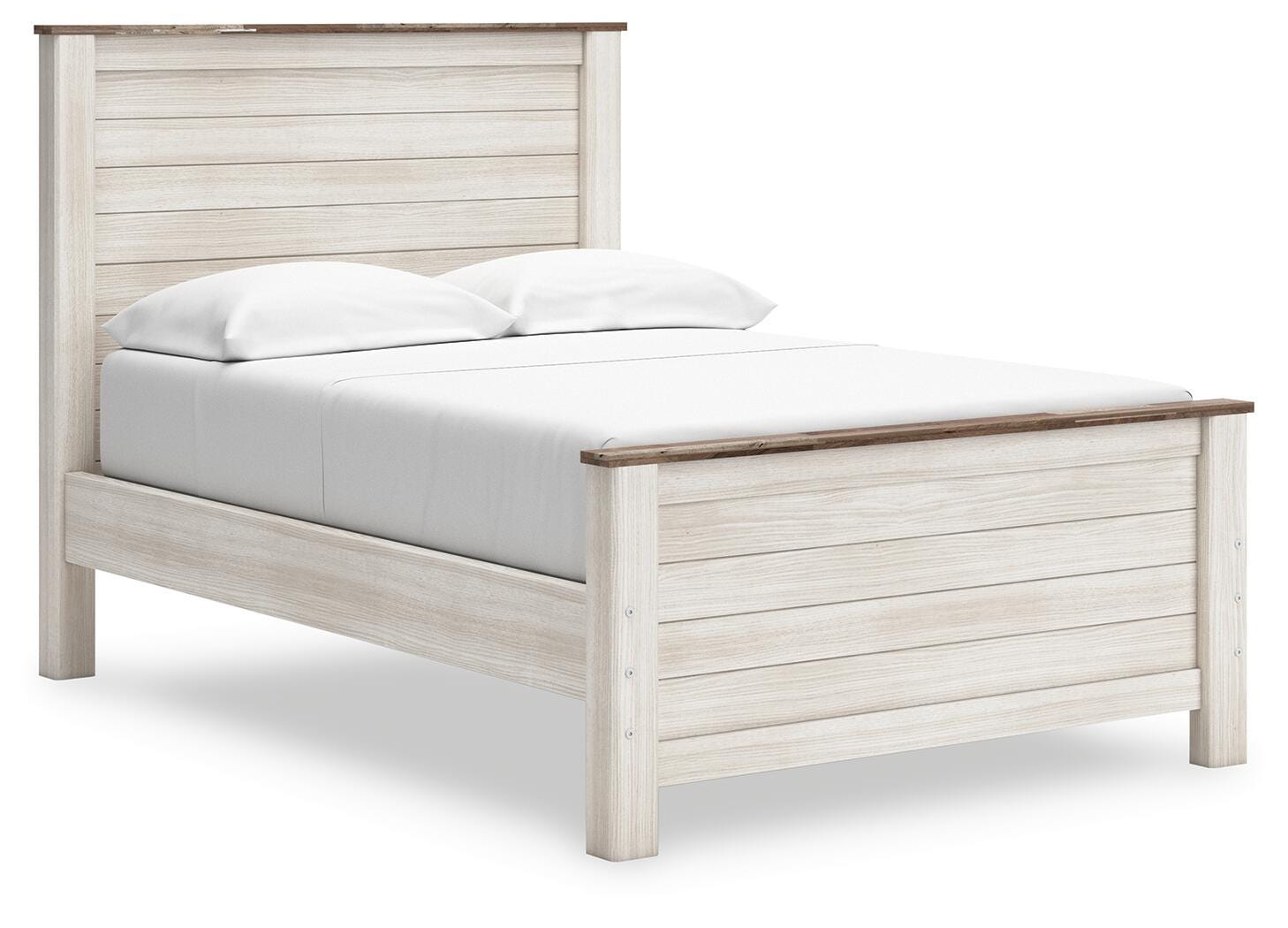 Willowton Whitewash Full Panel Bed, Dresser, Chest and Nightstand - Ornate Home