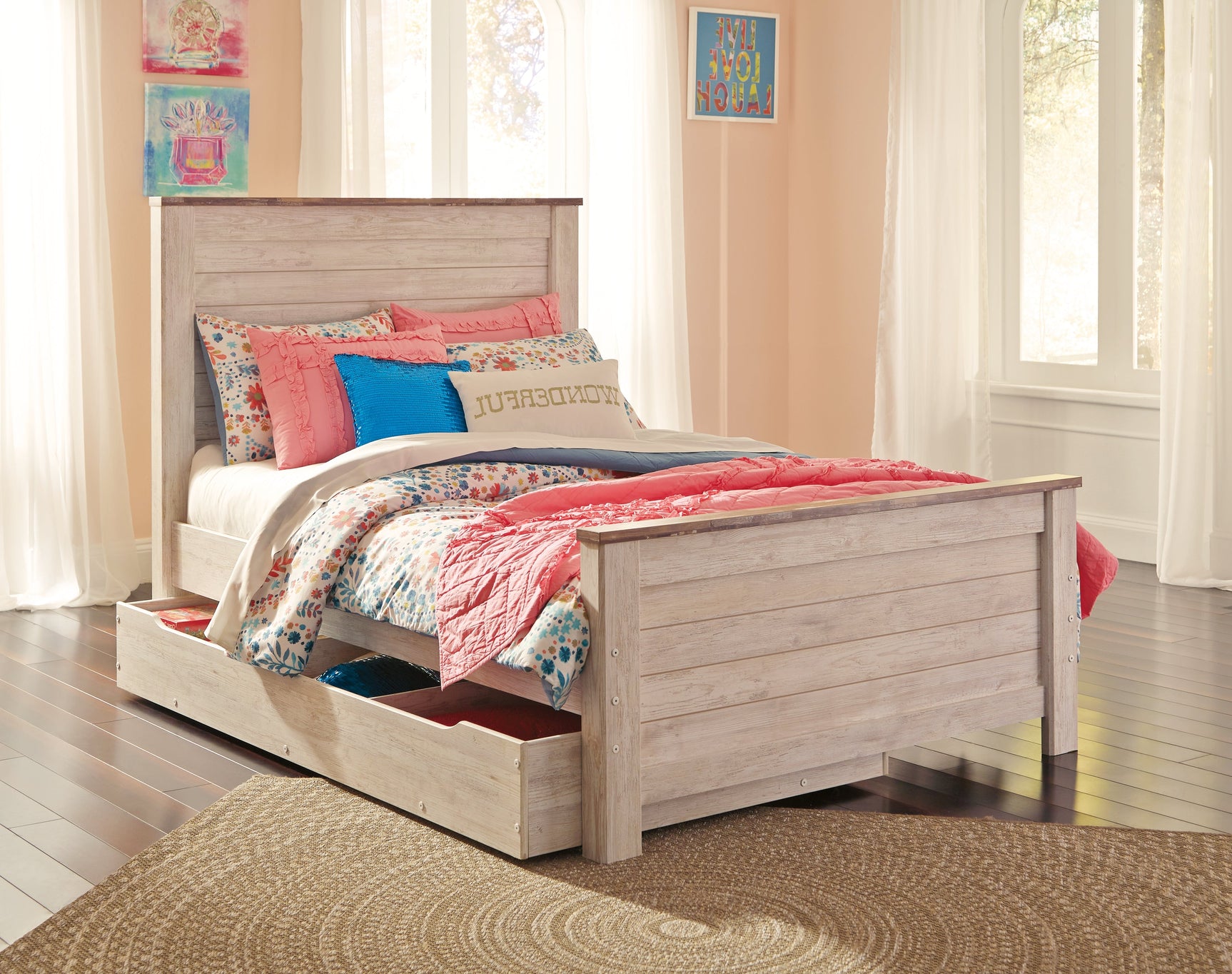 Willowton Whitewash Full Panel Headboard (Online Special Price) - Ornate Home
