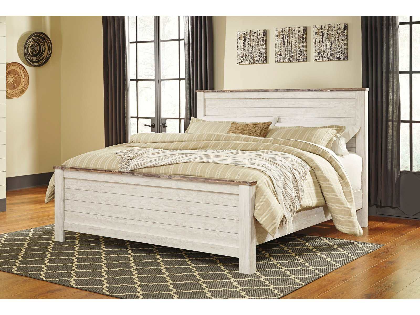 Willowton Whitewash King Panel Bed (Online Special Price) - Ornate Home