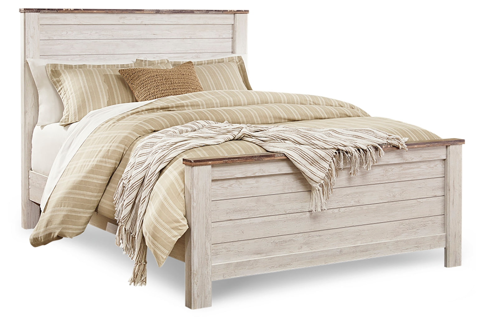 Willowton Whitewash Queen Panel Bed - Ornate Home