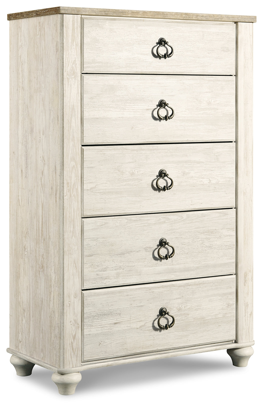 Willowton Whitewash Queen Sleigh Bed & Dresser & Mirror & Chest & Nightstand (Online Special Price) - Ornate Home