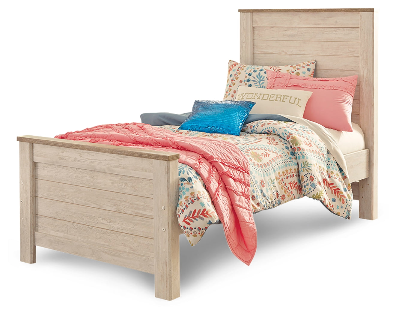 Willowton Whitewash Twin Panel Bedroom Set with Dresser (Online Special Price) - Ornate Home