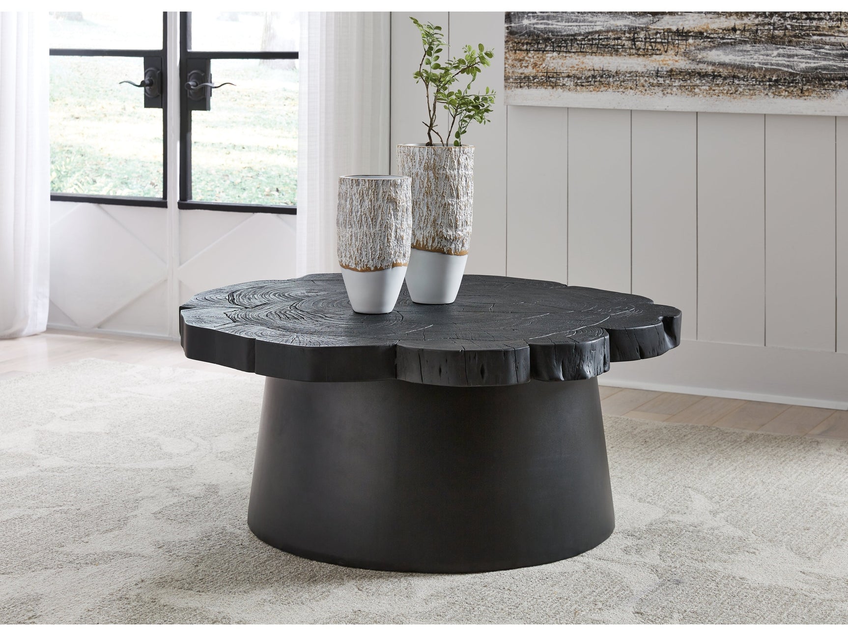 Wimbell Black Solid Wood Live Edge Coffee Table - Ornate Home