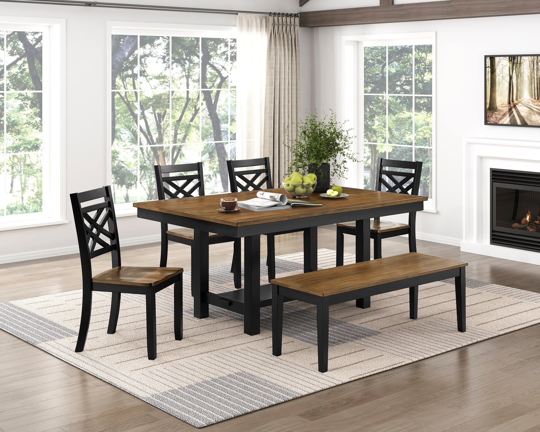 Winchester Brown/Black Dining Table - Ornate Home