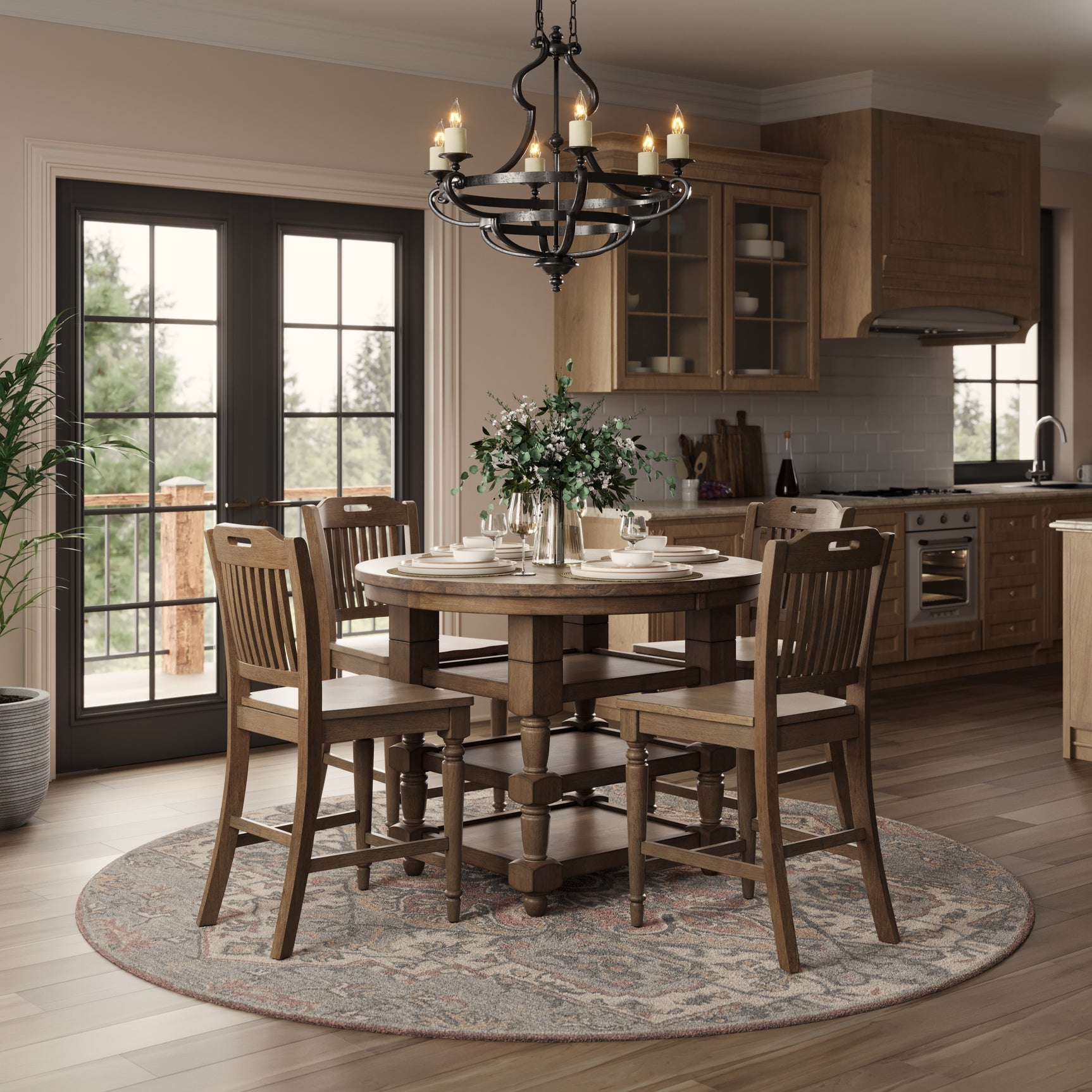 Winchester Winchester Harvest Oval Counter Dining Table w/ 4 Stools - Ornate Home