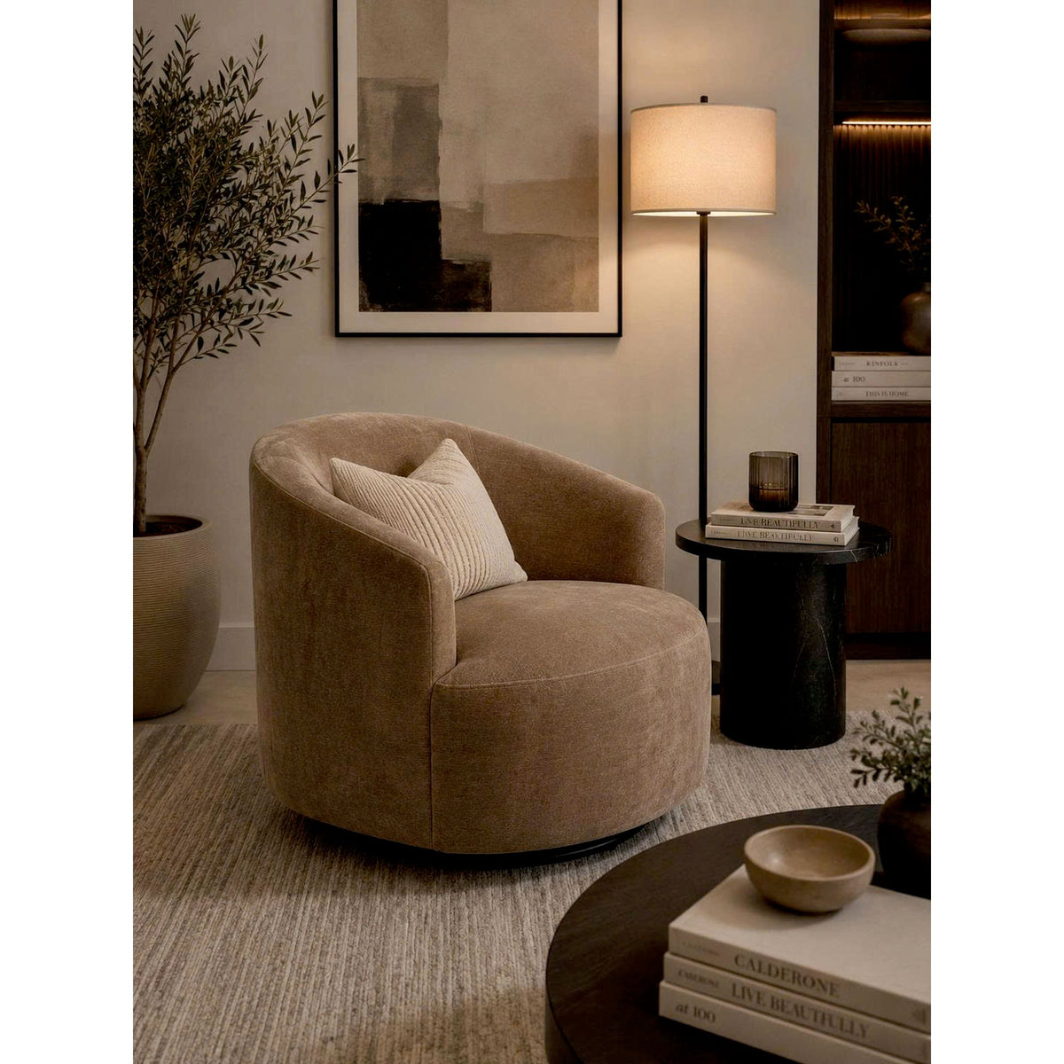Windsor Dos Moca Swivel Chair - Ornate Home
