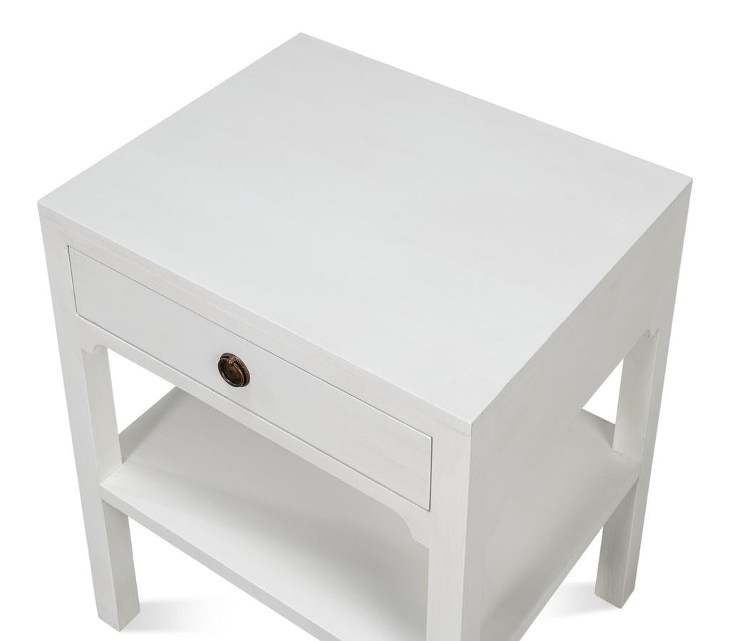 Windy White Single Drawer Side Table - Ornate Home