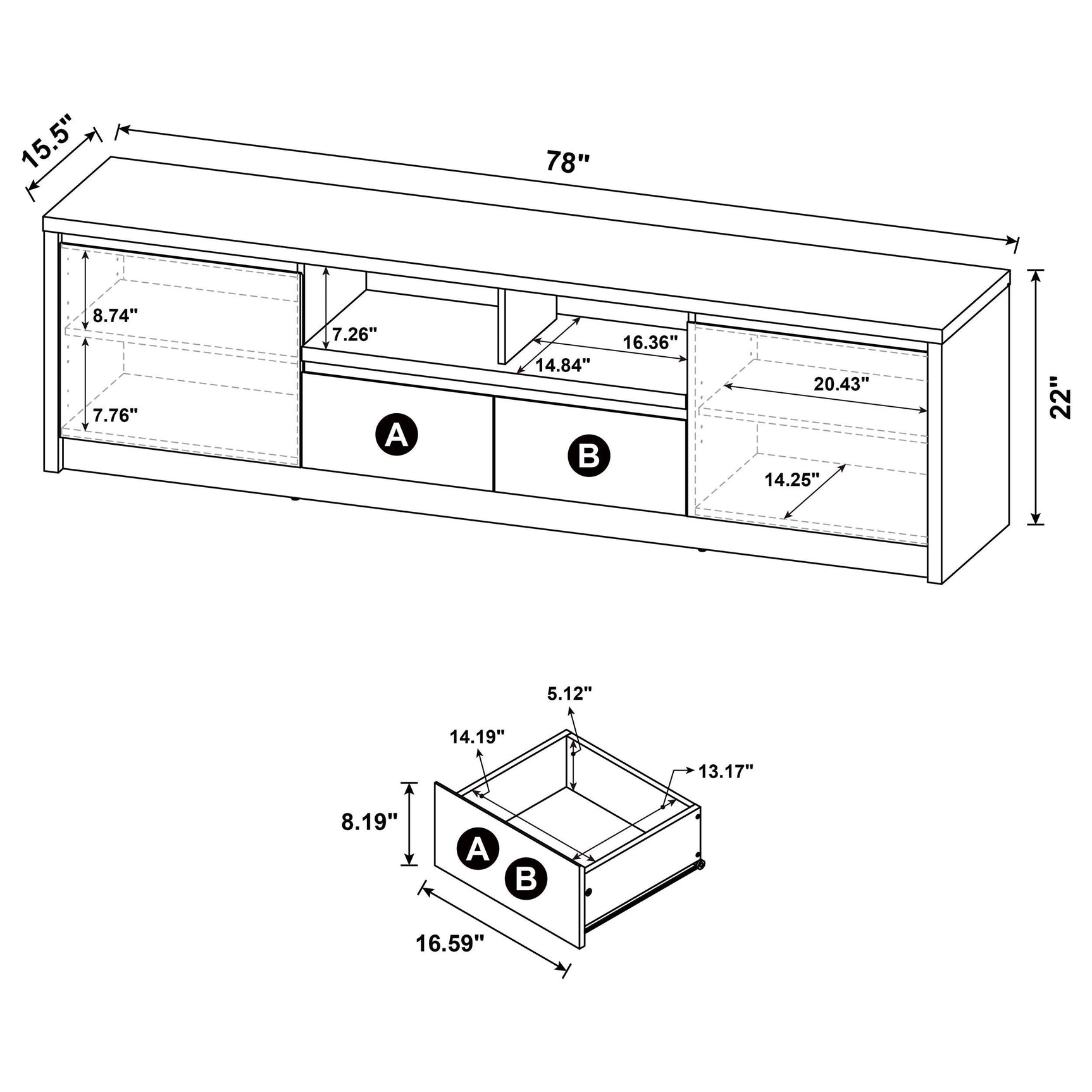 Winfield Black 78-inch 2-door TV Stand Media Console - Ornate Home