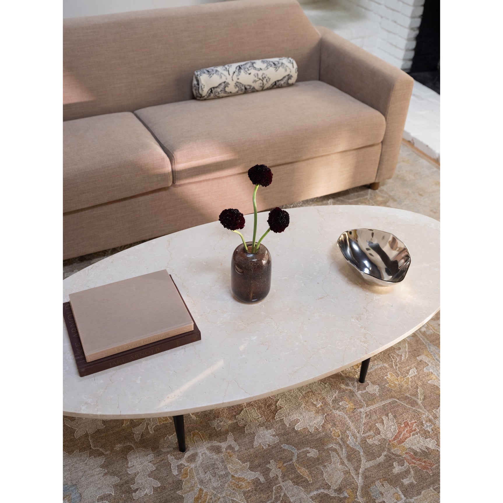 Winona Beige Marble Botticino Coffee Table - Ornate Home