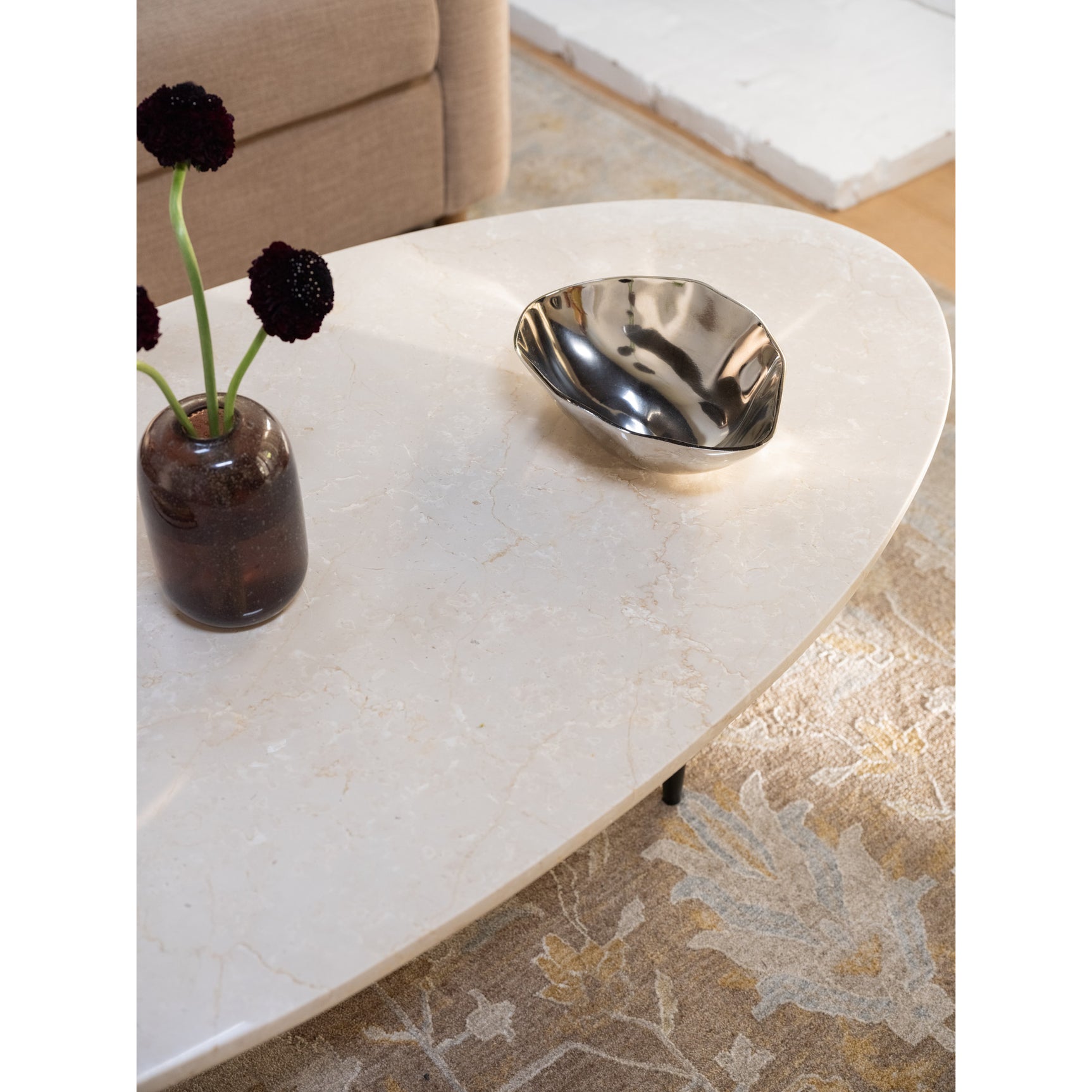 Winona Beige Marble Botticino Coffee Table - Ornate Home