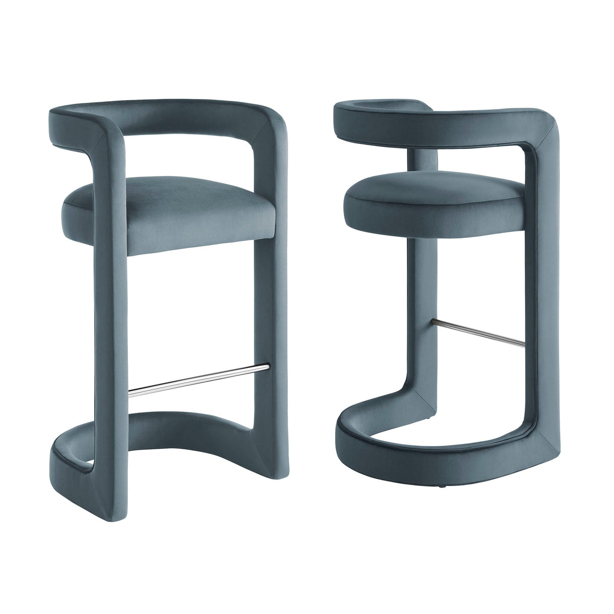 Winslow Cadet Blue Performance Velvet Bar Stool (Set of 2) - Ornate Home
