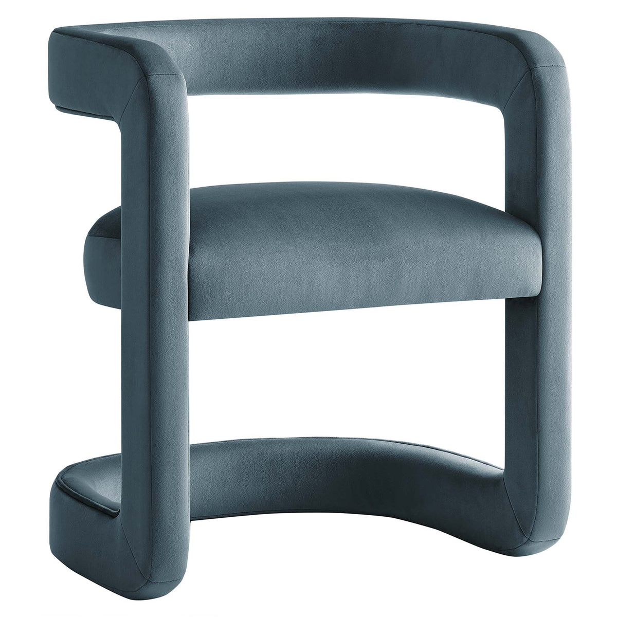 Winslow Cadet Blue Performance Velvet Barrel Accent Chair - Ornate Home