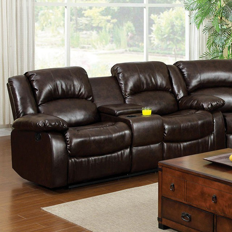 Winslow Dark Brown Loveseat w/ Center Console - Ornate Home