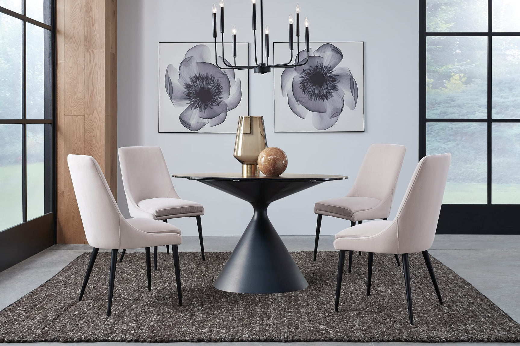 Winston Ash Grey/Black Upholstered Metal Leg Dining Chair (Set of 2) - Ornate Home