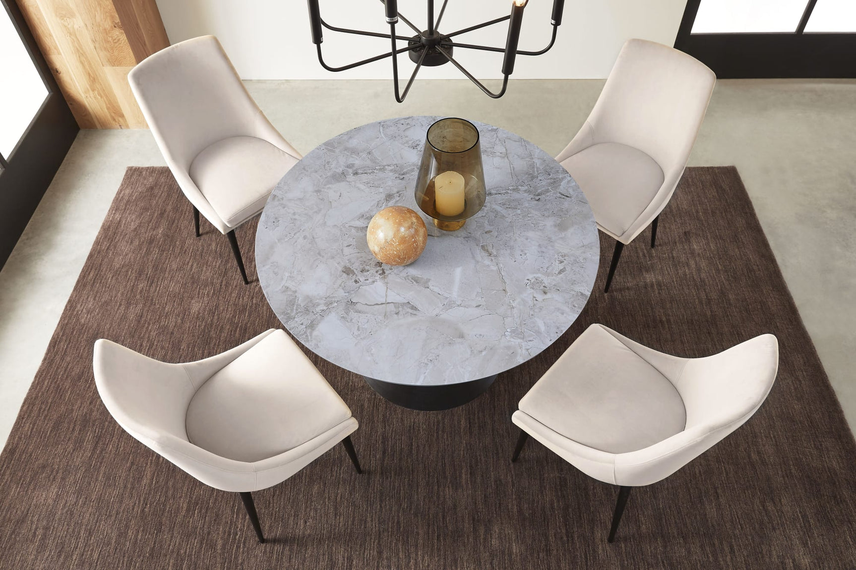 Winston Grigio Stone Top Metal Base Round Dining Table - Ornate Home