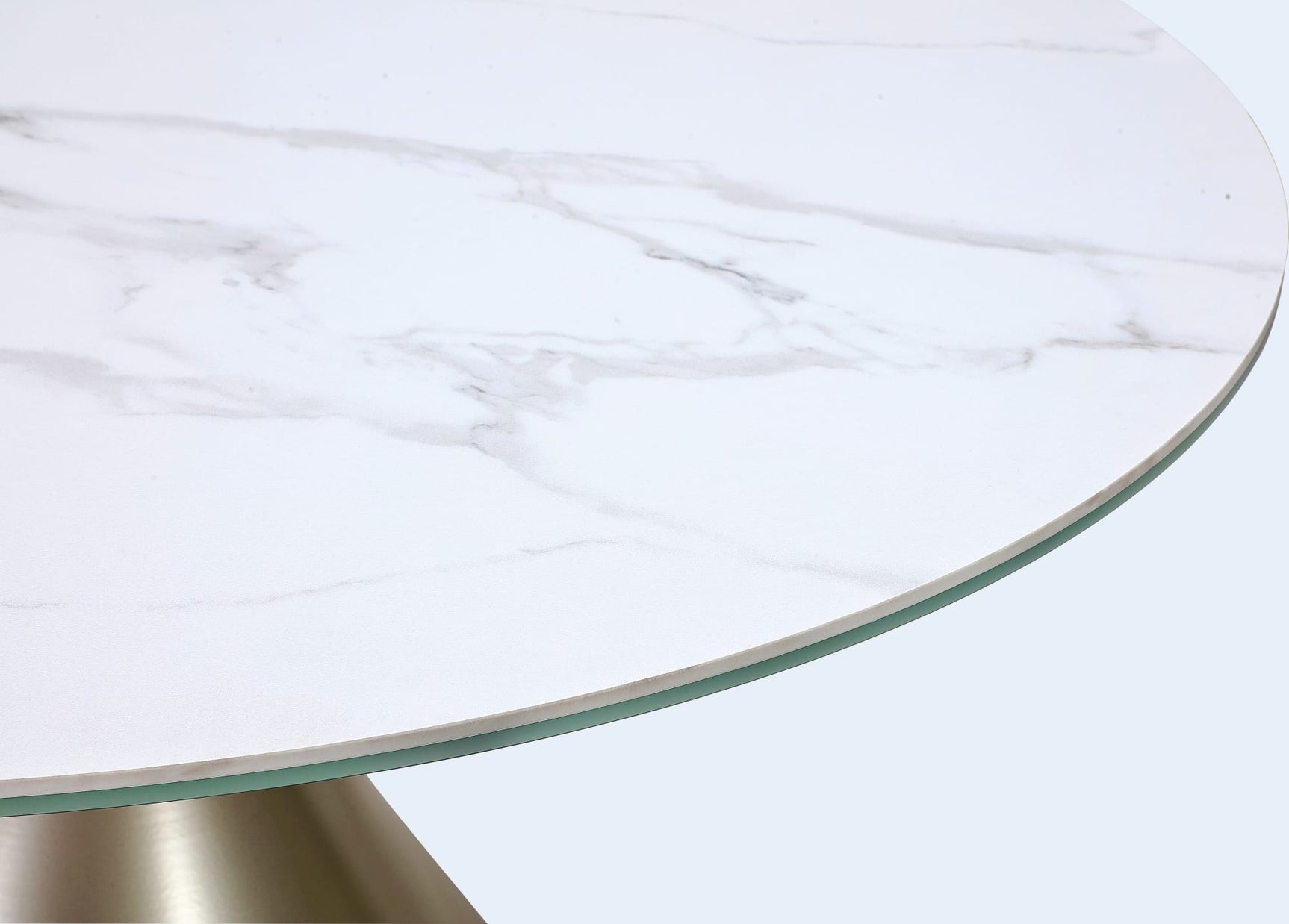 Winston Oat Milk/Champagne Stone Top Metal Base Round Dining Table - Ornate Home