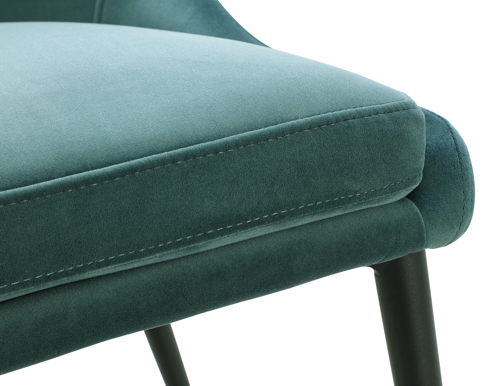 Winston Upholstered Metal Leg Dining Chair in Smoked Green and Black (Set of 2) - Ornate Home