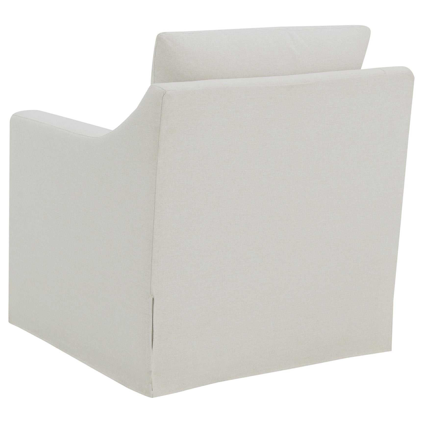 Winter Beige Upholstered Sloped Arm Accent Swivel Chair - Ornate Home