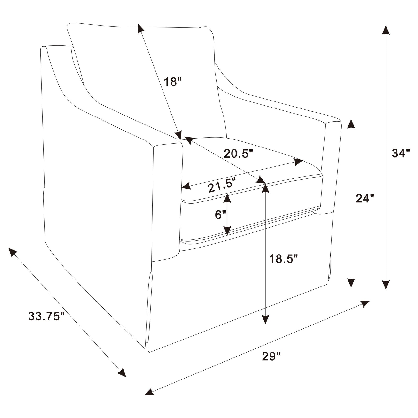 Winter Grey Upholstered Sloped Arm Accent Swivel Chair - Ornate Home
