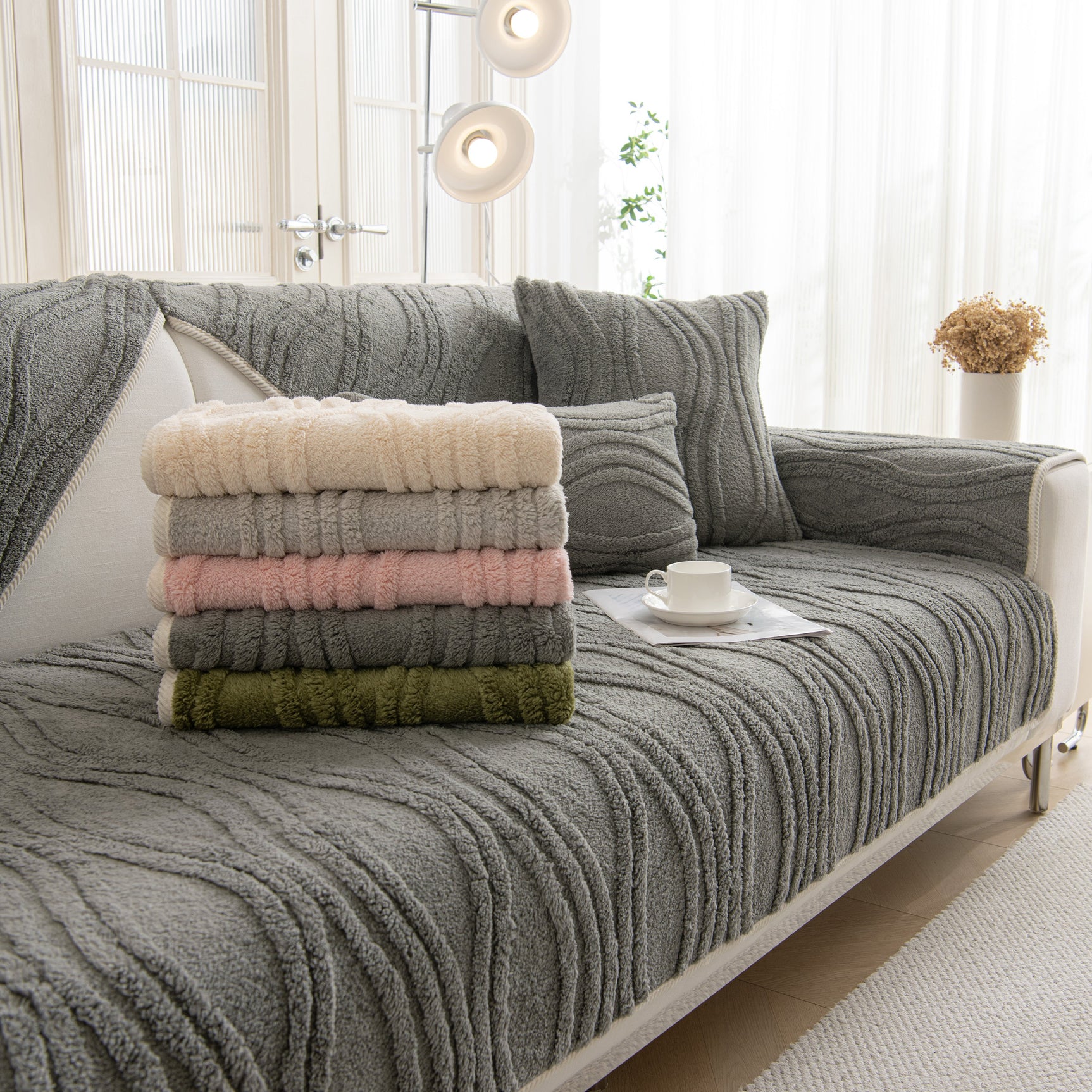Winter Thickened Non-slip Blanket, Three-Dimensional Embossed Cotton Velvet Sofa Cover - Ornate Home